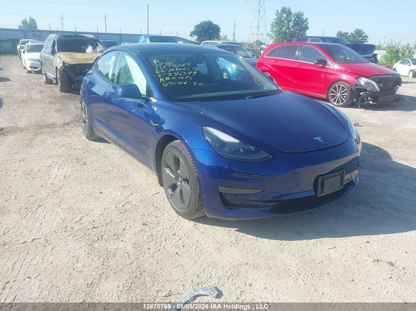 Vin: 5yj3e1eb2nf334389, lot: 3073824, tesla model 3 long range 2022 img_1