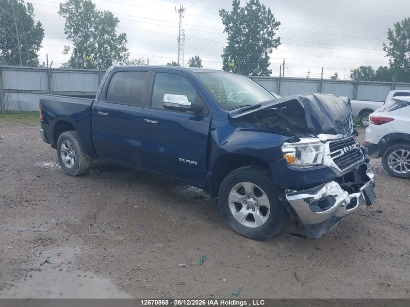 2019 Ram 1500 Big Horn/Lone Star, Удар спереди, IAAI, VIN 1C6RRFFG6KN868215