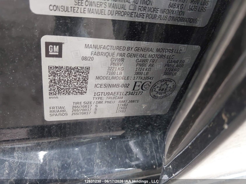 2020 GMC SIERRA 1500 PICKUP 5.3L V-8 DI, VVT, 355HP