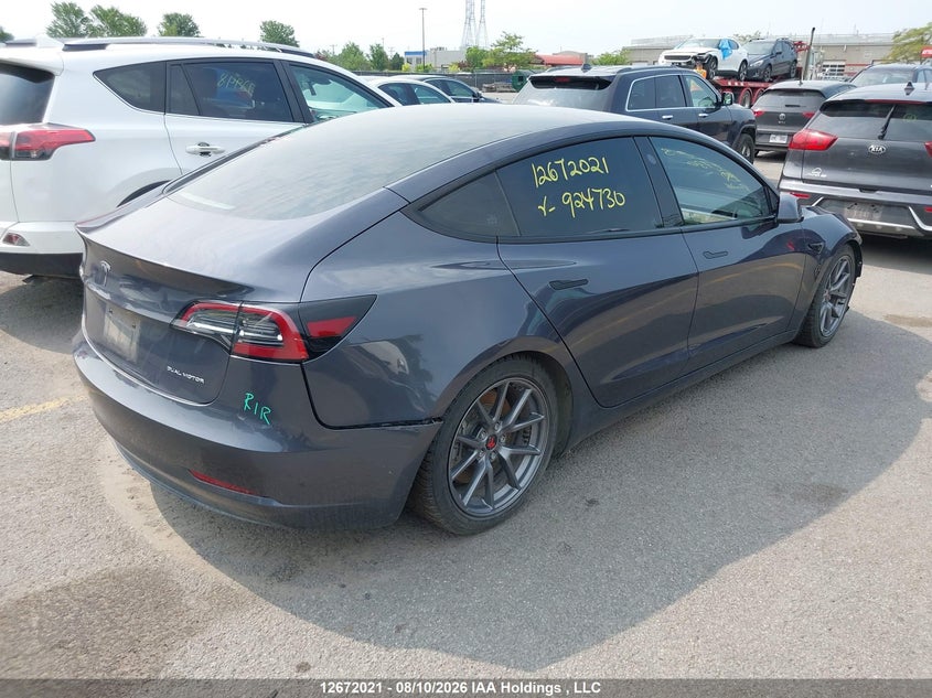 Vin: lrw3e1eb3pc924730, lot: 3075268, tesla model 3 20234