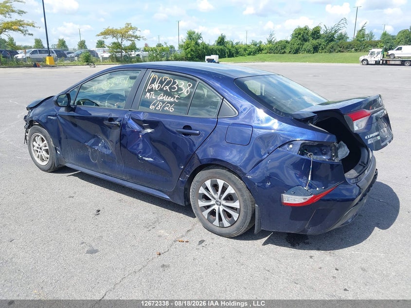 Vin: jtdbbmbe6mj032454, lot: 3075597, toyota corolla hybrid 20213