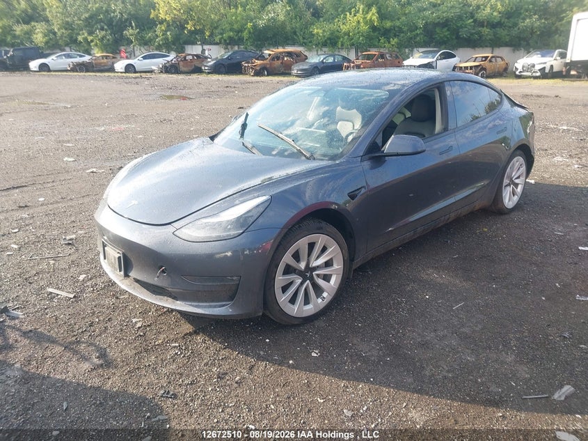 2022 Tesla Model 3, Удар ззаду, IAAI, VIN 5YJ3E1EB8NF266406 — фото 2