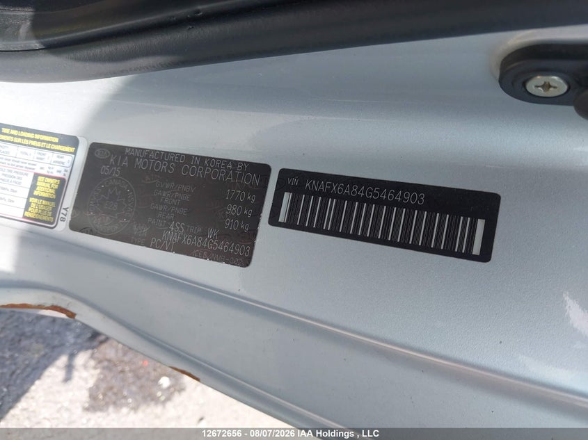 2016 KIA FORTE COUPE 2.0L I-4 DI, DOHC, VVT, 173HP