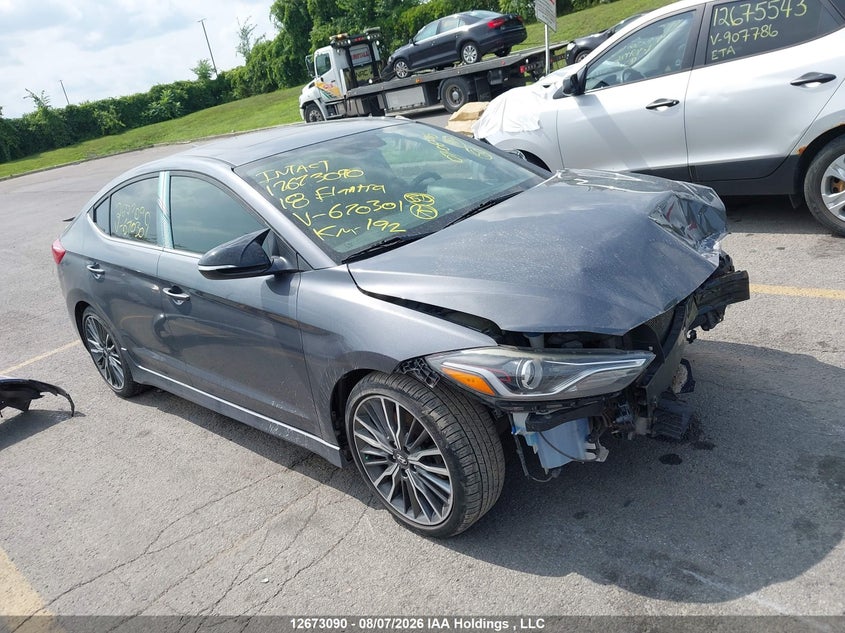 2018 Hyundai Elantra Sport, Front, IAAI, VIN KMHD04LB3JU670301
