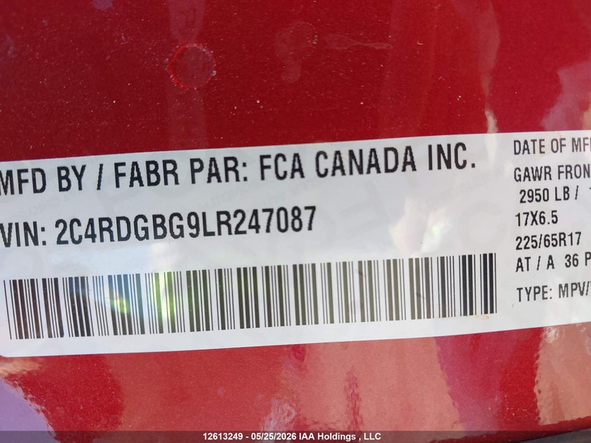 2020 DODGE GRAND CARAVAN SE VAN 3.6L V-6 DOHC, VVT, 283HP