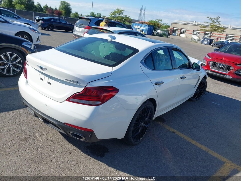 Vin: kmtg74le6mu075116, lot: 3077631, genesis g70 3.3t sport awd 20214