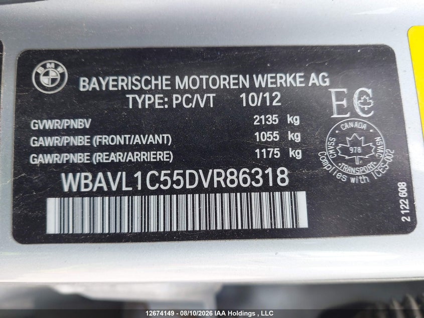 2013 BMW X1 SPORT UTILITY VEHICLE 2.0L I-4 DI, DOHC, VVT, TURBO, 241HP