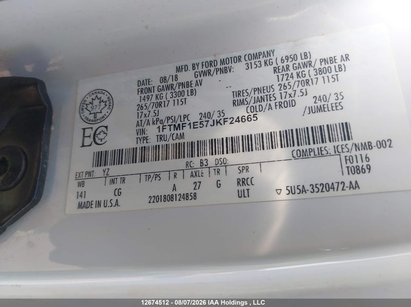 2018 FORD F-150 PICKUP 5.0L V-8 DI, DOHC, VVT, 395HP