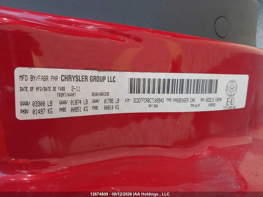 2012 FIAT 500 HATCHBACK 1.4L I4 FI DOHC 16V NF4