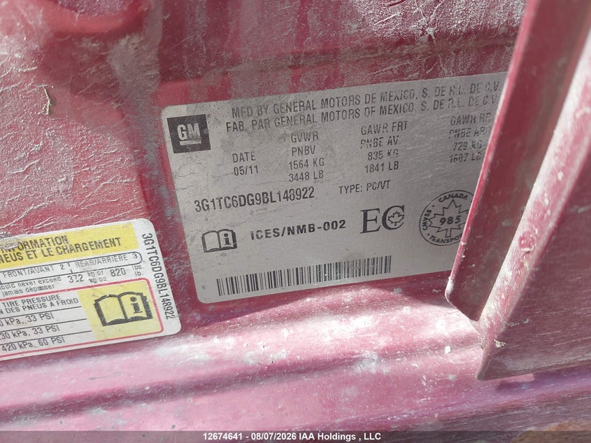 2011 CHEVROLET AVEO HATCHBACK 1.6L I-4 DOHC, VVT, 108HP