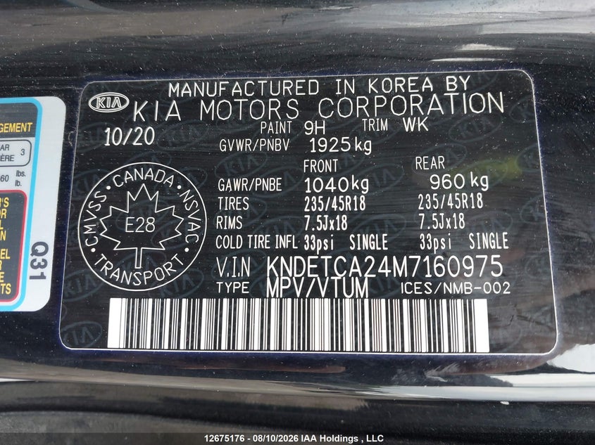 2021 KIA SELTOS SPORT UTILITY VEHICLE 1.6L I-4 DI, DOHC, VVT, TURBO, 175HP