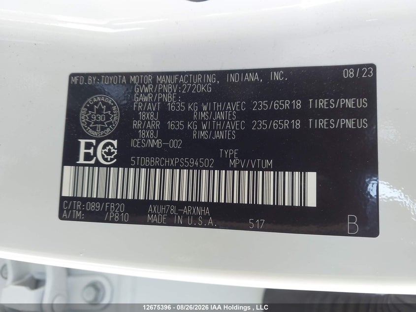 2023 TOYOTA HIGHLANDER HYBRID LE 2.5L I-4 DI, DOHC, VVT, REGULAR , 186HP