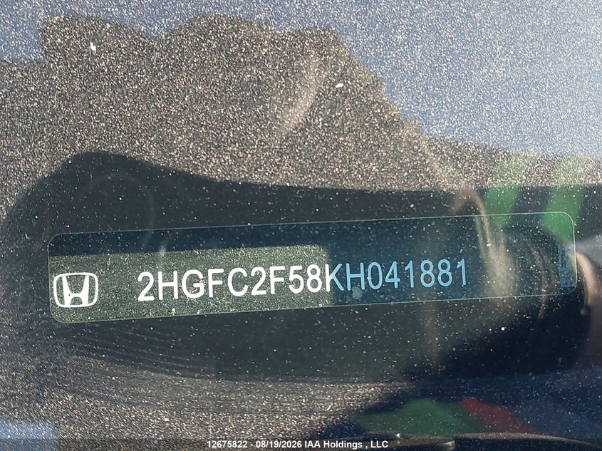 2019 HONDA CIVIC SEDAN 2.0L I-4 DOHC, VVT, 158HP