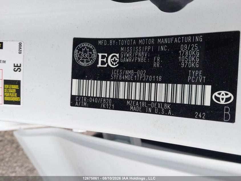 2026 TOYOTA COROLLA SEDAN 2.0L I-4 DI, DOHC, VVT, REGULAR , 169HP
