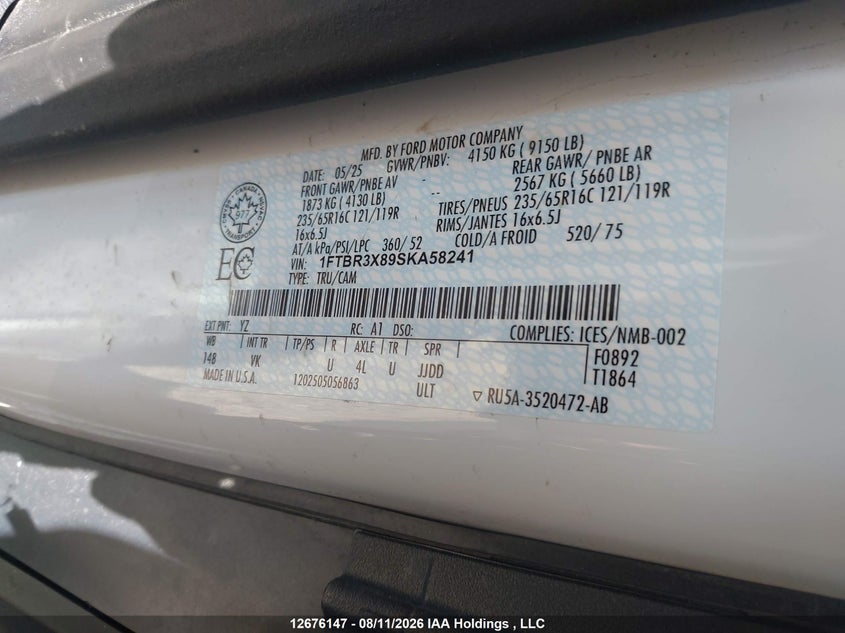 2025 FORD TRANSIT VAN 3.5L V-6 DI, DOHC, VVT, 275HP