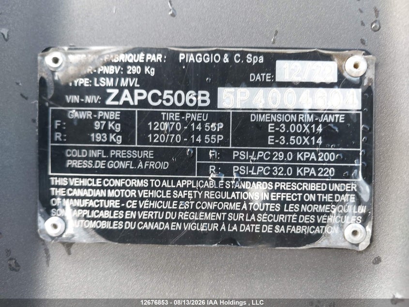 2023 PIAGGIO TYPHOON MOTO N/A