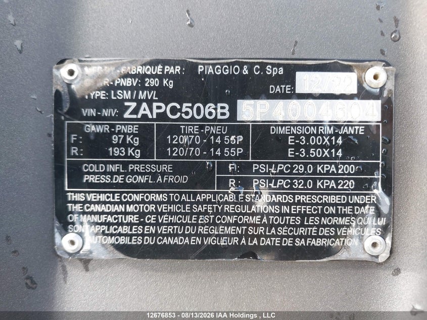 2023 PIAGGIO TYPHOON MOTO N/A