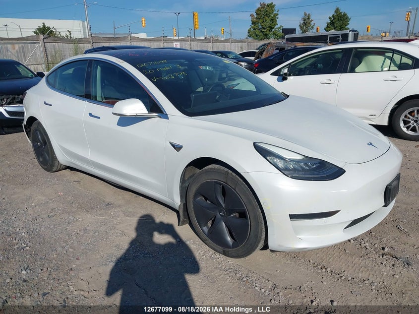 2020 Tesla Model 3 Standard Range Plus, Front, IAAI, VIN 5YJ3E1EAXLF603775