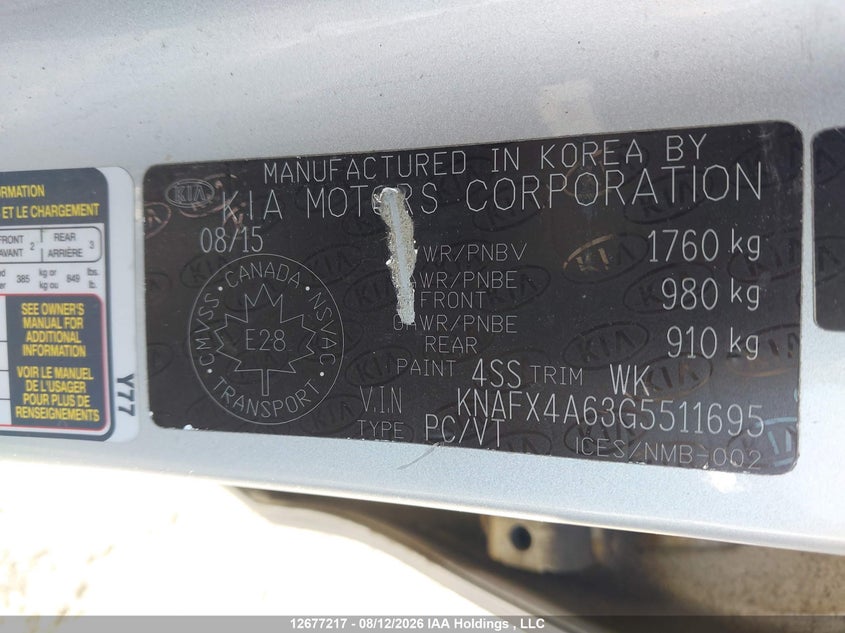 2016 KIA FORTE SEDAN 1.8L I-4 DOHC, VVT, 145HP