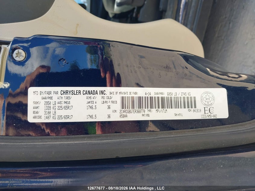 2014 DODGE CARAVAN VAN 3.6L V-6 DOHC, VVT, 283HP