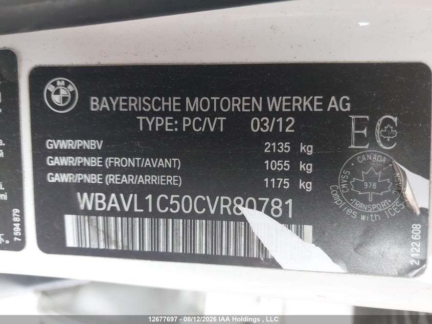 2012 BMW X1 SPORT UTILITY VEHICLE 2.0L I-4 DI, DOHC, VVT, TURBO, 241HP