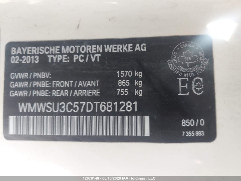 2013 MINI COOPER HATCHBACK 1.6L I-4 DOHC, VVT, 121HP