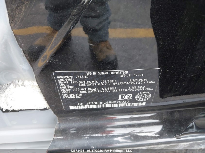 2024 SUBARU XV HATCHBACK 2.5L H-4 DI, DOHC, VVT, 182HP