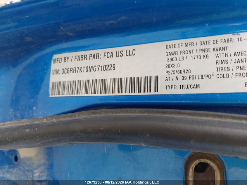 2021 RAM 1500 PICKUP 5.7L V8 FI OHV 16V NF2