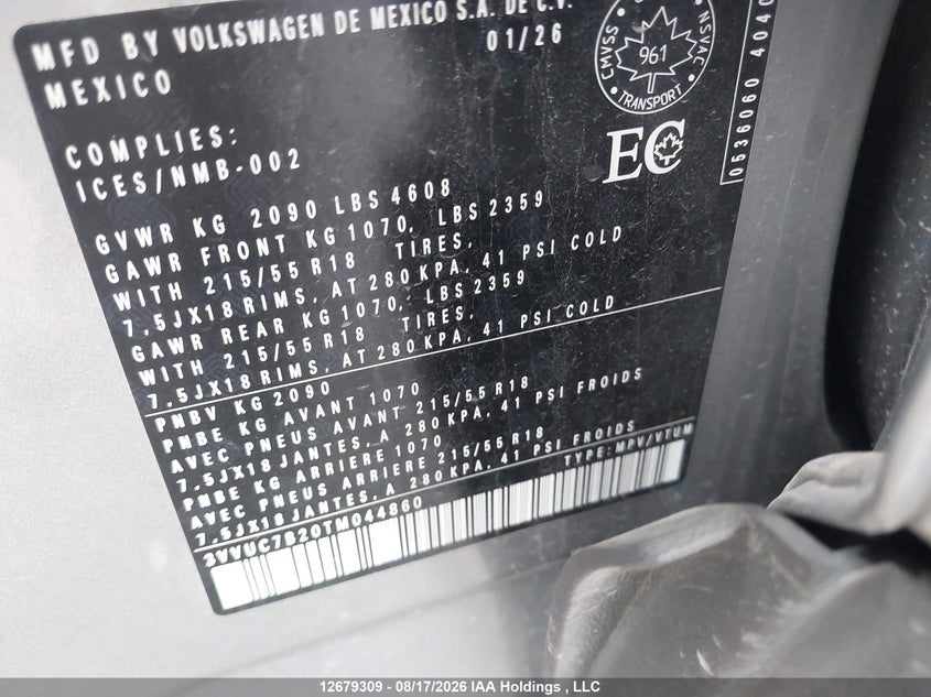 Volkswagen TAOS SE 2026 3VVUC7B20TM044860 Image 9