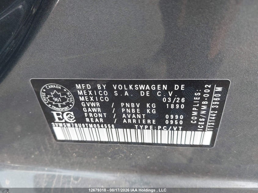 3VWSW7BU9TM054556 Volkswagen Jetta Comfortline