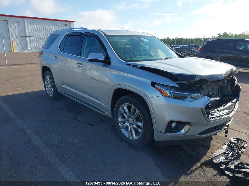 2018 Chevrolet Traverse High Country, Удар спереди, IAAI, VIN 1GNEVKKW2JJ109728