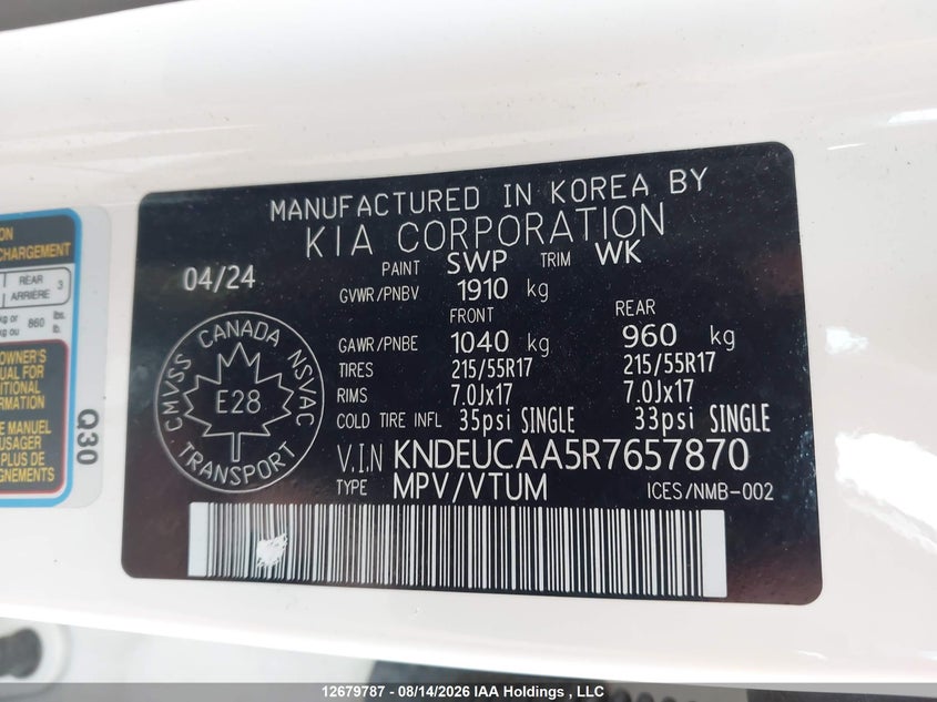 2024 KIA SELTOS SPORT UTILITY VEHICLE 2.0L I-4 DOHC, VVT, 146HP
