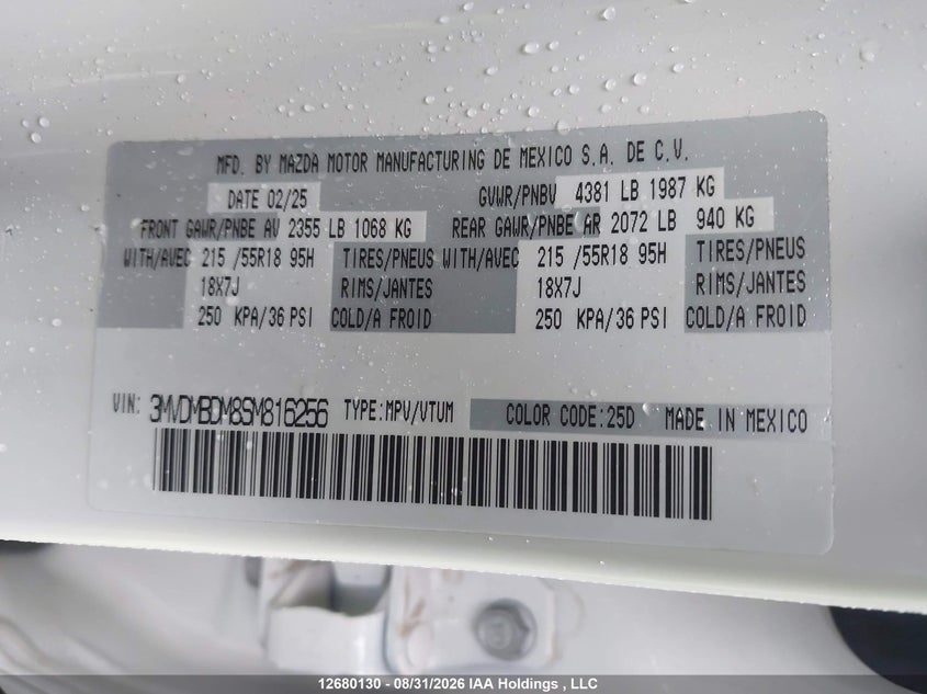 2025 MAZDA CX-30 WAGON 2.5L I-4 DI, DOHC, VVT, REGULAR , 191HP