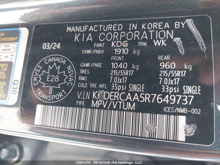 2024 KIA SELTOS EX/EX PREMIUM 2.0L I-4 DOHC, VVT, 146HP