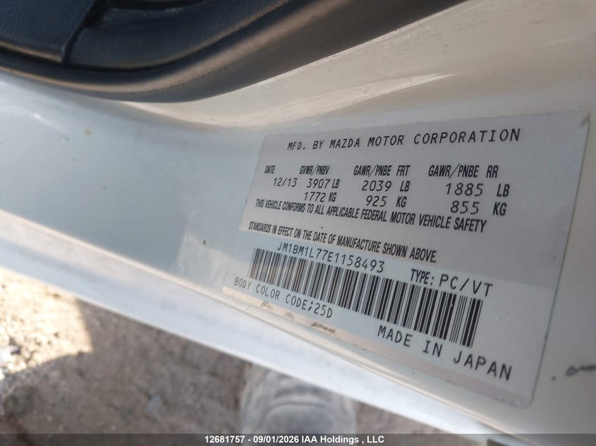 2014 MAZDA 3 SEDAN 2.0L I-4 DI, DOHC, VVT, 155HP