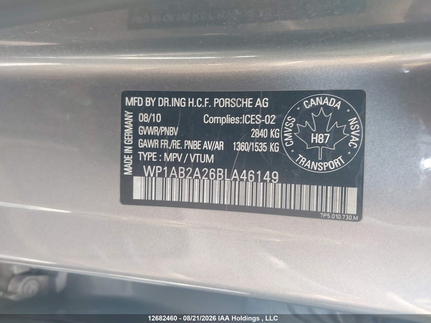2011 PORSCHE CAYENNE SPORT UTILITY VEHICLE 4.8L V-8 DI, DOHC, VVT, 400HP