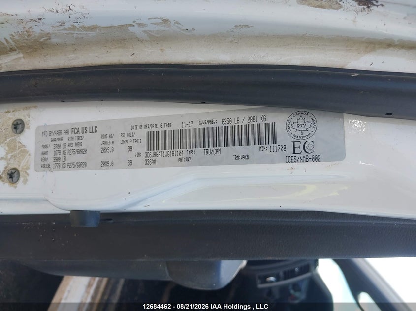 2018 RAM 1500 PICKUP 5.7L V-8 VVT, 395HP