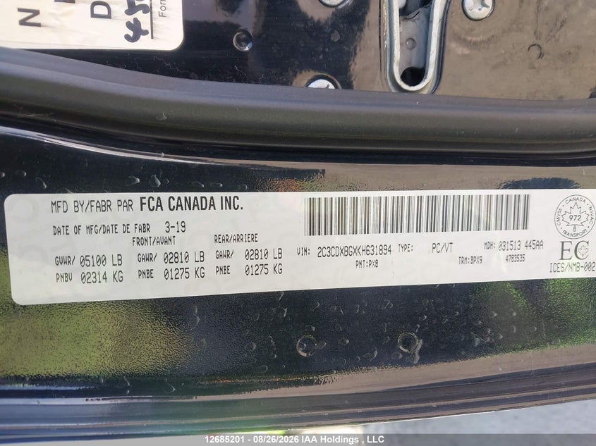 2019 DODGE CHARGER SEDAN 3.6L V-6 DOHC, VVT, REGULAR , 292HP