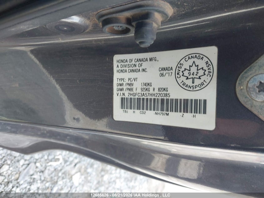 2017 HONDA CIVIC SEDAN 1.5L I-4 DI, DOHC, VVT, TURBO, 205HP