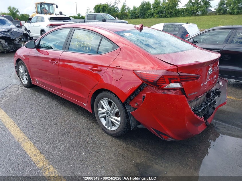 Vin: kmhd84lf0ku802959, lot: 3090797, hyundai elantra 20193