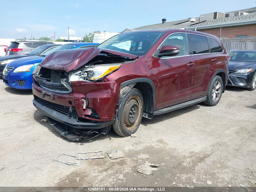 2015 Toyota Highlander Le/Le Plus, Front, IAAI, VIN 5TDBKRFH2FS200145 — photo 2