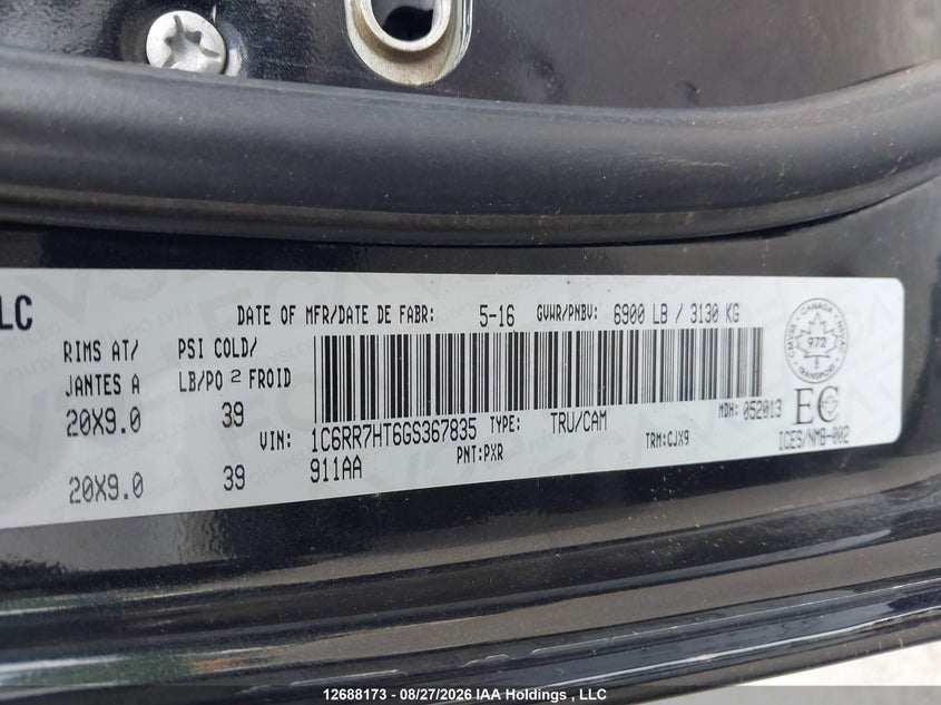 2016 RAM 1500 PICKUP 5.7L V-8 VVT, 395HP