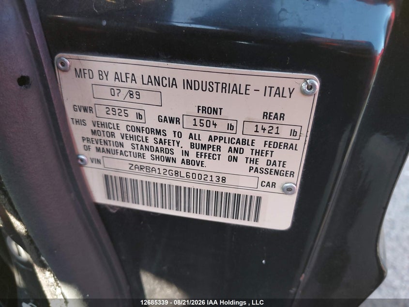 1990 ALFA ROMEO SPIDER CABRIO 2.0L I4 FI DOHC F