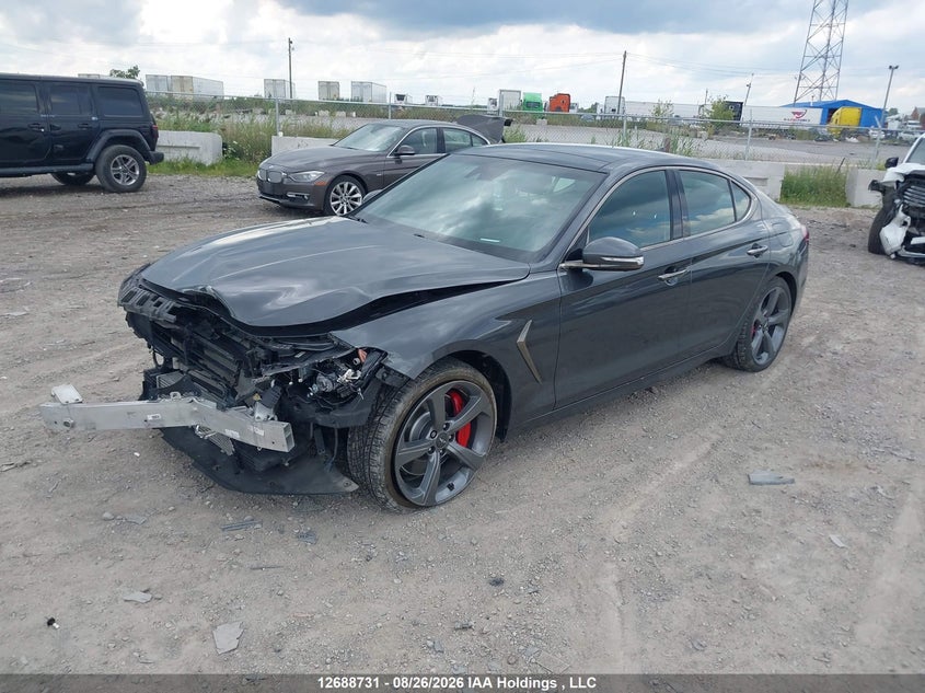 2019 Genesis G70, Front, IAAI, VIN KMTG74LE4KU018975 — photo 2