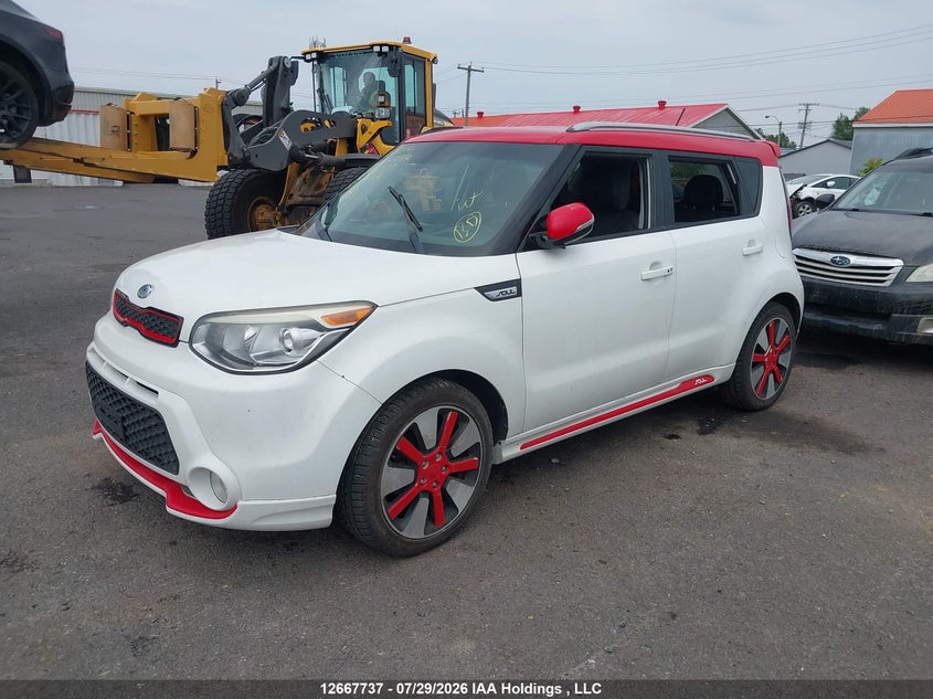 2014 Kia Soul Sx/Sx Luxury/Two-Tone Fathom Blue/White Special Edition/Two-Tone Inferno Red, Rear, IAAI, VIN KNDJX3A53E7077150 — photo 2