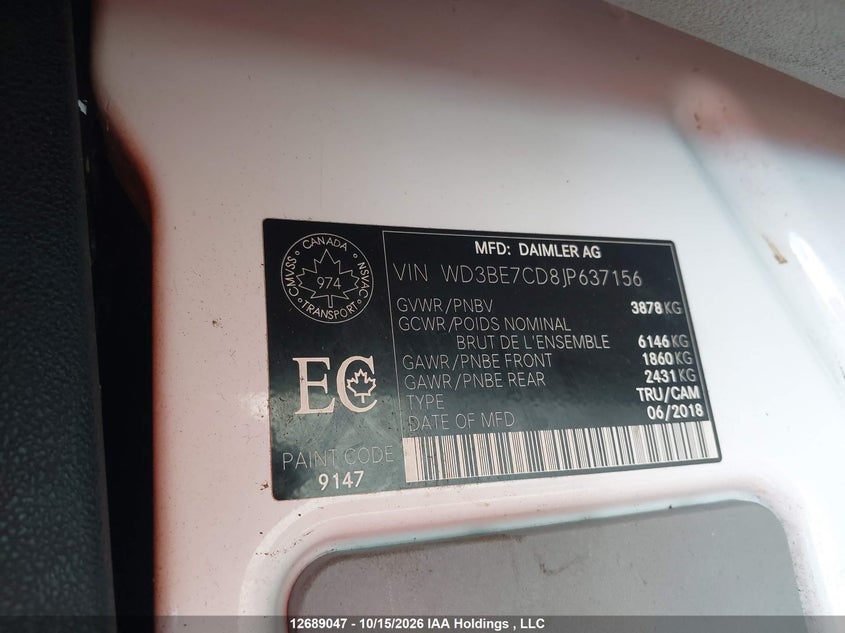 Mercedes-Benz Sprinter 2500 2018 WD3BE7CD8JP637156 Image 19