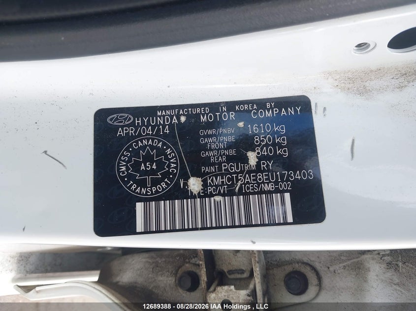 2014 HYUNDAI ACCENT HATCHBACK 1.6L I-4 DI, DOHC, VVT, REGULAR , 138HP
