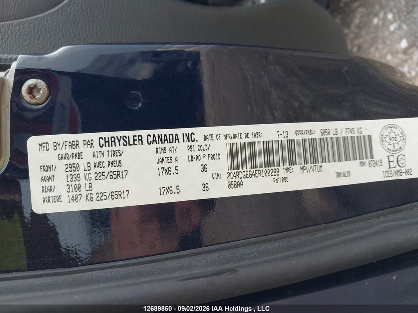 2014 DODGE CARAVAN VAN 3.6L V-6 DOHC, VVT, REGULAR , 283HP
