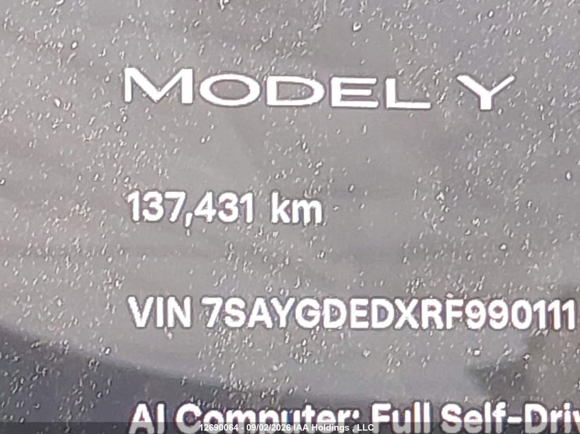 2024 TESLA MODEL Y SPORT UTILITY VEHICLE ELECTRIC