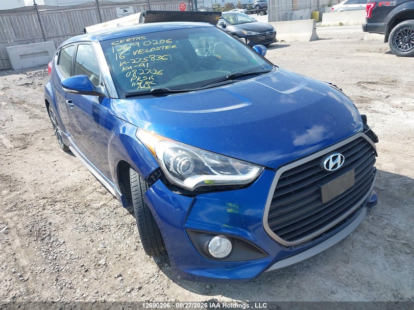 Vin: kmhtc6ae0gu275836, lot: 3094989, hyundai veloster turbo 20161